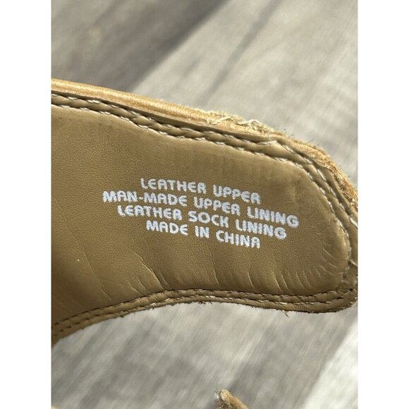 EARTH Kristy Leather Peep Toe Bootie Shoe Size 8D Wide Sand Camel Brown 2” Heel - Picture 9 of 10